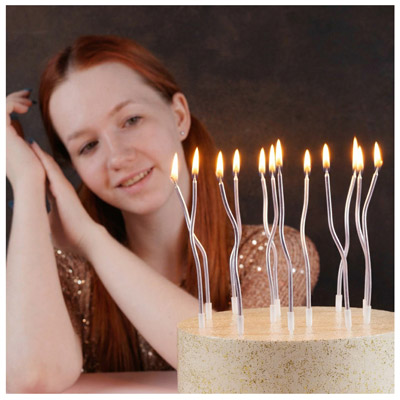 Свечи для торта Свечи Волна сиреневые с подст 13см 12шт