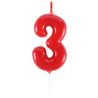Свеча -цифра "3" Красная 4,5см