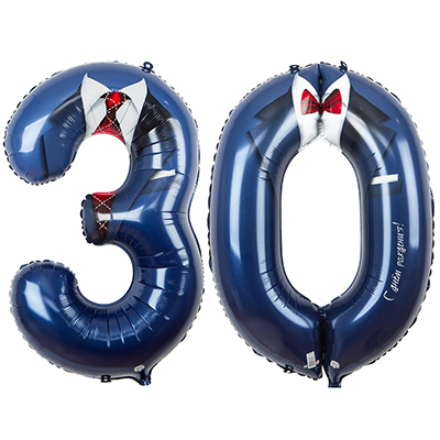 Шарики из фольги Шары цифры "30", Костюм, 100см