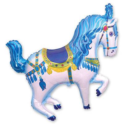 Шарики из фольги Шар фигура Лошадь цирковая голубая