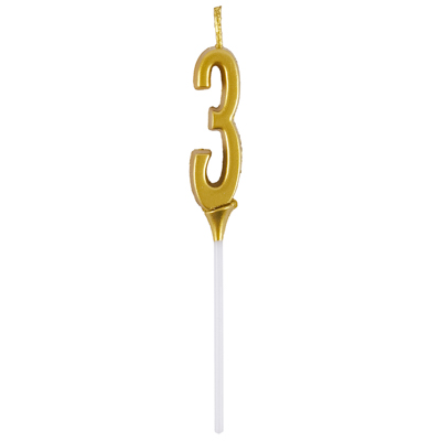 Свечи-цифры Свеча-цифра "3" Элегант Золото 5см