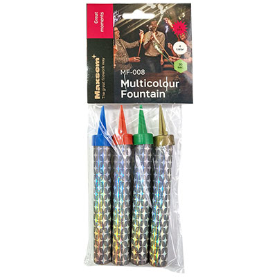 Многоцветное Ассорти Свечи фонтаны ЦВЕТНОЕ пламя 10см, 4шт 1502-5200