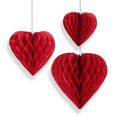 Фигура Сердце красное 15-20-25 см, 3 шт
