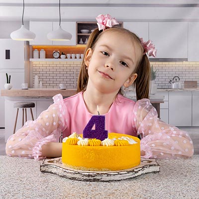 Свечи-цифры Свеча цифра "4" Глиттер, 8 см