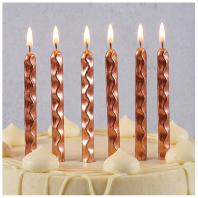 Свечи для торта Свечи Цунами Розовое золото 10см 6шт