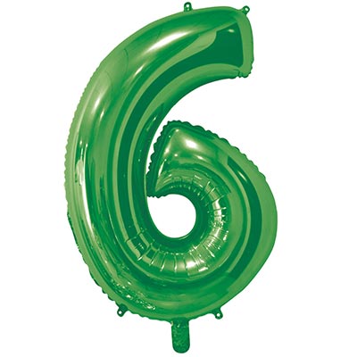Шарики из фольги Шар цифра "6", 66см Green