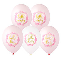 Шары 35см с рис. Hello Baby (девочка)
