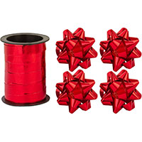 Банты звезды+Лента красная голография