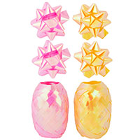 Многоцветное Ассорти Банты звезда+Лента розовая/желтая 1507-1890