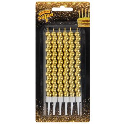 Свечи для торта Свечи Пузыри золото 12см 6шт