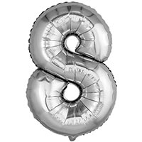 Шар цифра 8 Металлик Серебро 66см