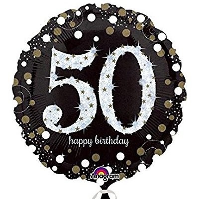 Шарики из фольги Шар 45см Sparkling Birthday 50 gold