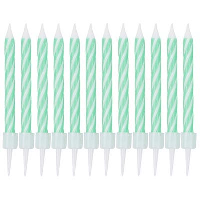 Зеленая Свечи Спирали с подст Зеленые 6см 12шт 1502-6784