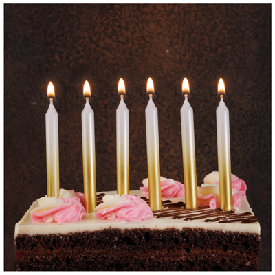 Свечи для торта Свечи Градиент бел/золот перлам 8см 6шт