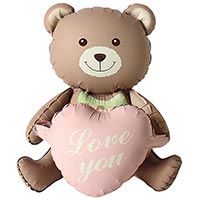 Шар фигура AIR Мишка с розовым сердцем