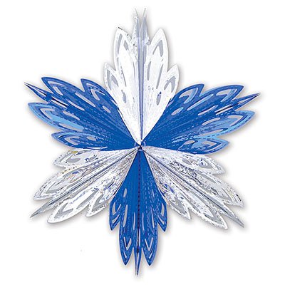 Декорации подвески Украшение Снежинка 1 сереб/синяя, 60см