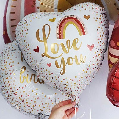 Шарики из фольги Шар сердце 45см LOVE YOU Бохо