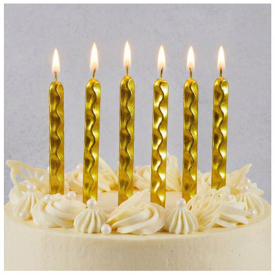 Свечи для торта Свечи Цунами Золото 10см 6шт