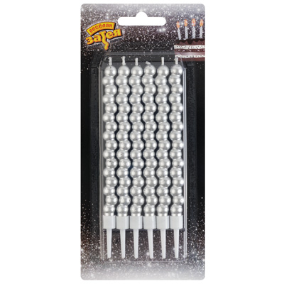 Свечи для торта Свечи Пузыри серебро 12см 6шт