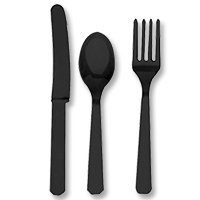 Черная Столовые приборы пласт Black 24шт 1502-2276