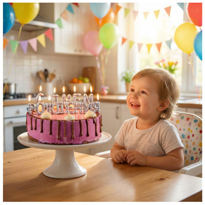 Свечи для торта Свечи С ДНЕМ РОЖДЕНИЯ Возд шары серебро