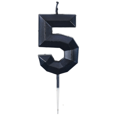 Свечи-цифры Свеча -цифра "5" Диамант черная 4,5см