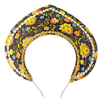 Цветы Любимым Кокошник-Ободок Узор Хохлома черный 1501-6480