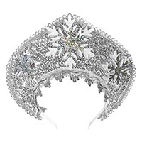 Кокошник-Ободок Снежинки пайетки серебр