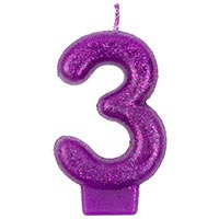 Свеча -цифра Блеск "3" 7,6 см