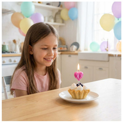 Свечи для торта Свеча Сердце Диамант розовое 3,5см