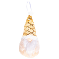 Новый год Санта Гном золотой, текстиль 15см 1501-6746