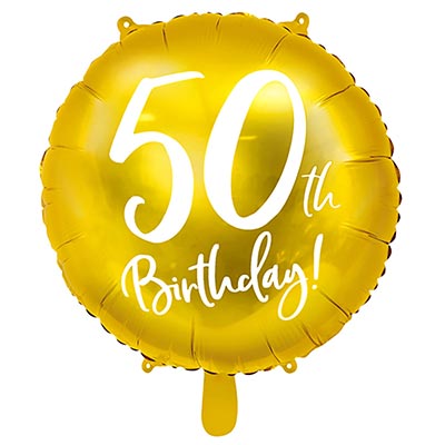 Шар 45см Happy Birthday 50th Gold