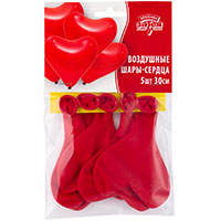 Горячие сердца! Набор шаров Сердце красное 30см 5шт 1111-1316