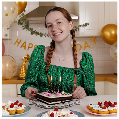 Свечи для торта Свеча-цифра "0" Черная с брызгами 5,6см