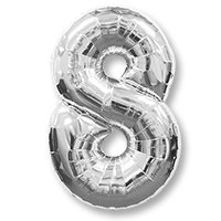 Шарик цифра "8", 40" Silver