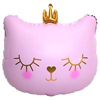 Шар фигура Кошка в короне голова розовая