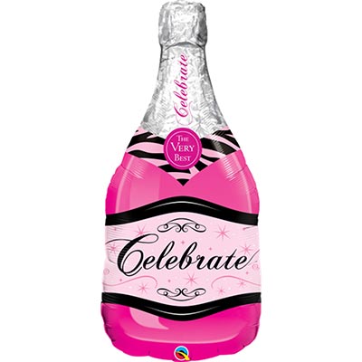 Шарики из фольги Шар фигура Бутылка шампанского розовая
