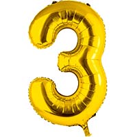 Шар цифра "3", 101см Gold