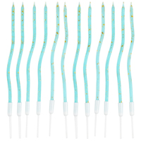 Голубая Свечи Волны голубые искры 13см 12шт 1502-6690