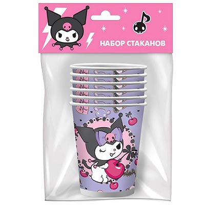 Аниме Бумажные стаканы Kuromi (Куроми) 6шт 1502-6533