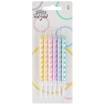 Свечи для торта Свечи Косичка Пастель перлам 10см 6шт