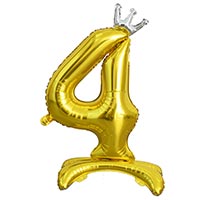 Шар цифра 4 Gold Корона, на подставке