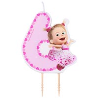 Свеча-цифра "6" Маша Сердца 7,5 см