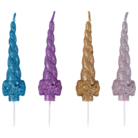 Свечи для торта на пиках Единорог, 4 шт