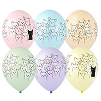 Котики Шары 35см с рис. Котики серьезные 1103-3103