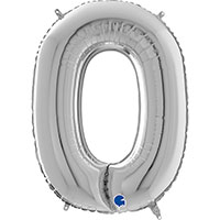 Шар буква "О", 66см Silver