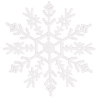 Снежинки белые глиттер 12см, 3шт