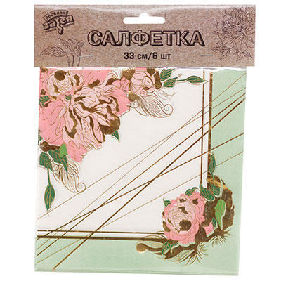 Салфетки Салфетки большие Пионы, 6 штук
