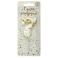  Свеча-цифра &quot;7&quot; Белая с брызгами 5,6см 1502-6902