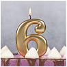 Свеча -цифра "6" Золотая, 8 см